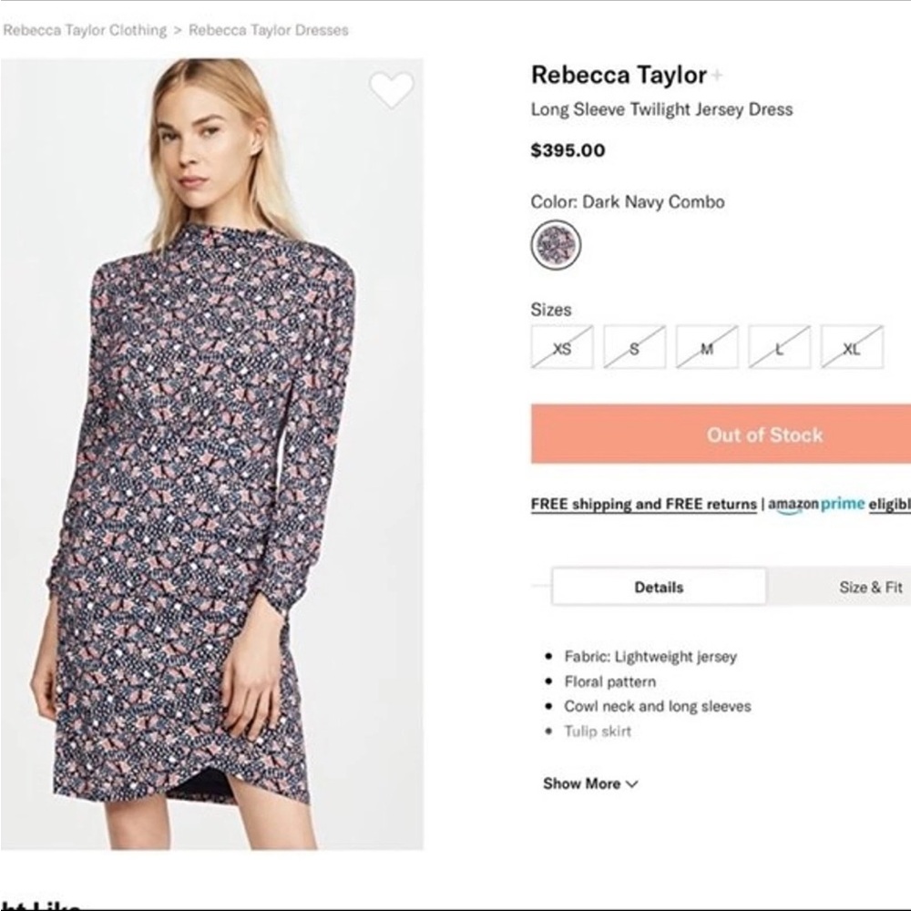 NWT Rebecca Taylor Floral Twilight Bloom Jersey Dress  extra large / large